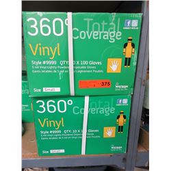 2 Cases of disposable vinyl gloves