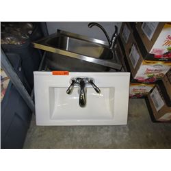 Stainless steel laundry sink & porcelain sink-used