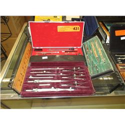 Vintage draftsman tools & wood rulers