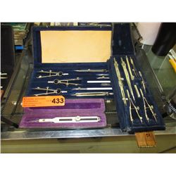 Vintage draftsman tools & wood rulers