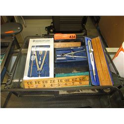 Vintage draftsman tools & wood rulers