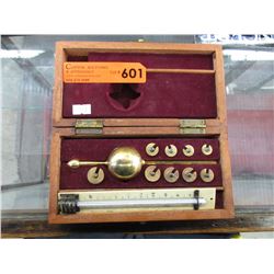 Vintage Scottish thermometer & weight set