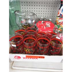 Coca- Cola jug & 20 collectible glasses