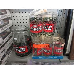Coca-Cola jug with 10 glasses