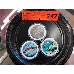 3 x 1970's USA colourized Eisenhower dollar coins