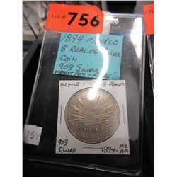 RARE - 1894 Mexico 8 Reales Silver coin