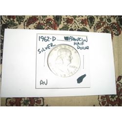 1962-D *AU HIGH GRADE* SILVER FRANKLIN HALF DOLLAR *NICE EARLY SILVER US COIN*!! SILVER HALF DOLLAR 