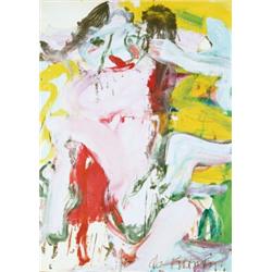 WILLEM DE KOONING (1904-1997) UNTITLED signed "de Kooning" lower right oil on paper mounted on ca...
