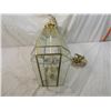 Image 1 : VINTAGE HANGING GLASS & BRASS LIGHT FIXTURE