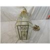 Image 2 : VINTAGE HANGING GLASS & BRASS LIGHT FIXTURE