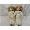 Image 1 : LOT 2 MATCHING BLONDE RINGLET CURL PORCELAIN DOLLS