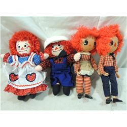LOT 4 RAGGEDY ANN & ANDY DOLLS