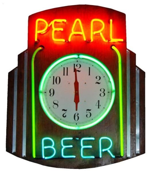 Pearl Beer Neon Clock