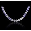 Image 2 : 14KT White Gold 27.84ctw Tanzanite and Diamond Necklace