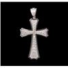 Image 1 : 0.45ctw Diamond Cross Pendant - 14KT White Gold