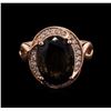 Image 1 : 7.05ct Green Tourmaline and Diamond Ring - 14KT Rose Gold