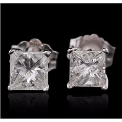 14KT White Gold 0.87ctw Diamond Solitaire Earrings