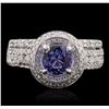 Image 1 : 14KT White Gold 0.78ct Tanzanite and Diamond Ring