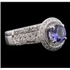 Image 2 : 14KT White Gold 0.78ct Tanzanite and Diamond Ring