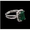 Image 2 : 3.08ct Emerald and Diamond Ring - 14KT White Gold