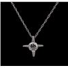 Image 2 : 0.20ctw Diamond Pendant With Chain - 14KT White Gold