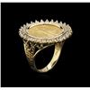 Image 3 : 14KT Yellow Gold 0.45ctw Diamond Coin Ring