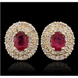 14KT Yellow Gold 2.07ctw Ruby and Diamond Earrings