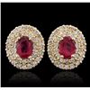 Image 1 : 14KT Yellow Gold 2.07ctw Ruby and Diamond Earrings