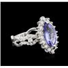 Image 2 : 14KT White Gold 1.98ct Tanzanite and Diamond Ring