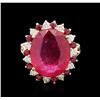 Image 1 : 14KT Yellow Gold 13.48ctw Ruby and Diamond Ring