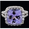Image 1 : 14KT White Gold 6.81ct Tanzanite and Diamond Ring