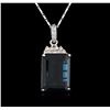 Image 1 : 14KT White Gold 31.80ct Topaz and Diamond Pendant With Chain