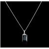 Image 2 : 14KT White Gold 31.80ct Topaz and Diamond Pendant With Chain