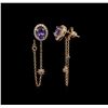 Image 2 : 2.05ctw Tanzanite and Diamond Earrings - 14KT Rose Gold