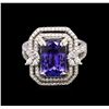 Image 1 : 4.28ct Tanzanite and Diamond Ring - 18KT White Gold