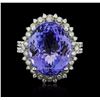 Image 1 : 14KT White Gold 15.25ct Tanzanite and Diamond Ring