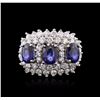 Image 1 : 14KT White Gold 2.88ctw Sapphire and Diamond Ring
