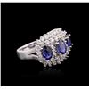 Image 2 : 14KT White Gold 2.88ctw Sapphire and Diamond Ring