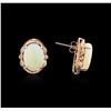 Image 2 : 14KT Rose Gold 7.00ctw Opal and Diamond Earrings