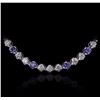 Image 2 : 14KT White Gold 24.00ctw Tanzanite and Diamond Necklace
