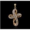 Image 2 : 14KT Yellow Gold 0.35ctw Diamond Cross Pendant With Chain