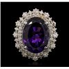 Image 1 : 14KT White Gold 11.11ct Amethyst and Diamond Ring