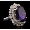 Image 2 : 14KT White Gold 11.11ct Amethyst and Diamond Ring