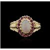 Image 1 : 14KT Yellow Gold 1.00ct Opal and Ruby Ring