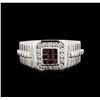 Image 1 : 0.50ctw Ruby and Diamond Ring - 14KT White Gold