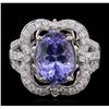 Image 1 : 14KT White Gold 5.85ct Tanzanite and Diamond Ring
