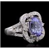 Image 2 : 14KT White Gold 5.85ct Tanzanite and Diamond Ring