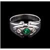 Image 1 : 0.30ct Emerald and Diamond Ring - 14KT White Gold