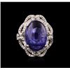 Image 1 : 14KT White Gold 14.42ct Tanzanite and Diamond Ring