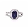 Image 1 : 14KT White Gold GIA Certified 3.06ct Sapphire and Diamond Ring